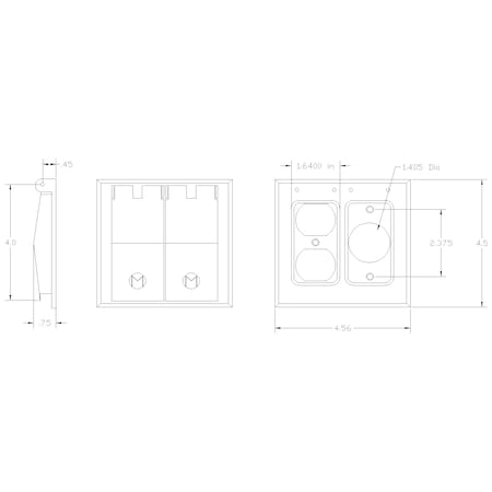 Mulberry Electrical Box Cover, 2 Gangs Gang, Aluminum, Duplex Receptacle Cover Type 30468